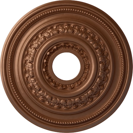 Ekena Millwork Orleans Ceiling Medallion (Canopies up to 4 5/8"), 17 5/8"OD X 3 5/8"ID X 1 7/8"P, Polished Copper CM17OLPOS